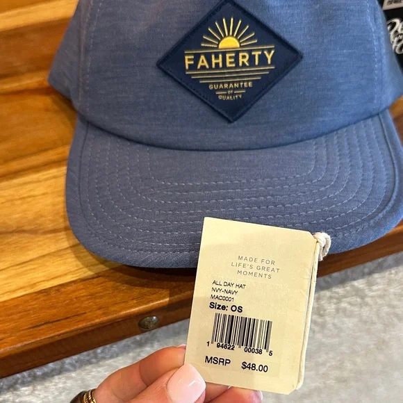 Faherty Faded Navy Cap with Yellow Patch - Picture 2 of 6
